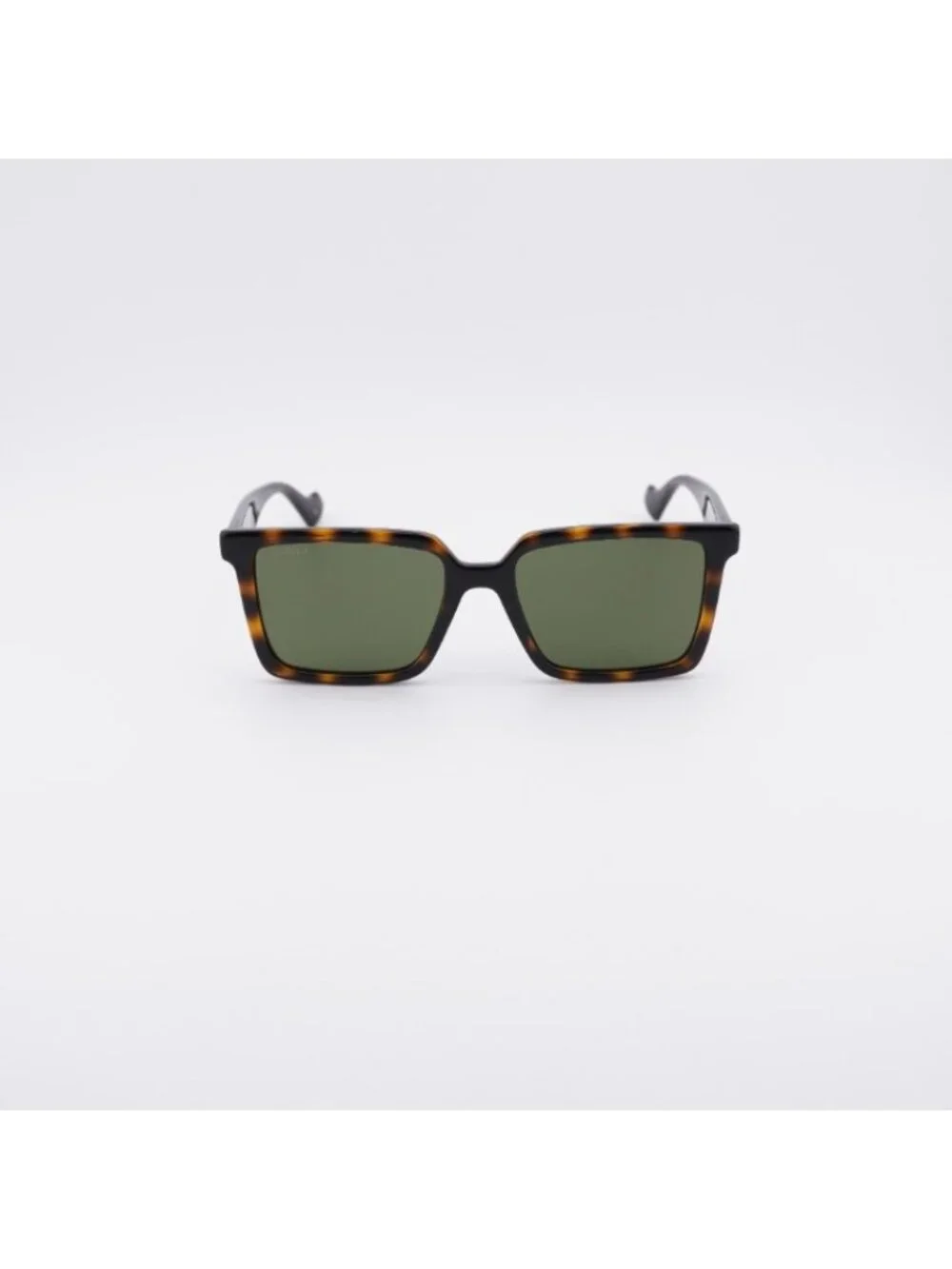 Gucci GG1540S 002 Sunglasses Havana Square Frame, Green Lenses